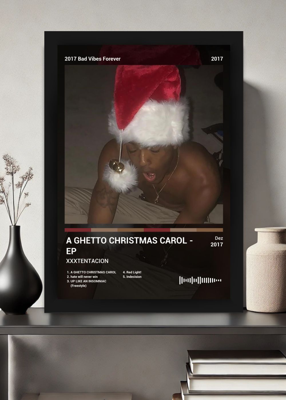 Quadro XXXTENTACION A GHETTO CHRISTMAS C... (Dark) Com Vidro