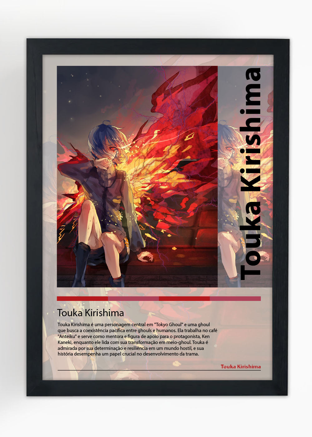 Quadro Decorativo Touka Kirishima - Tokyo Ghoul - Com vidro