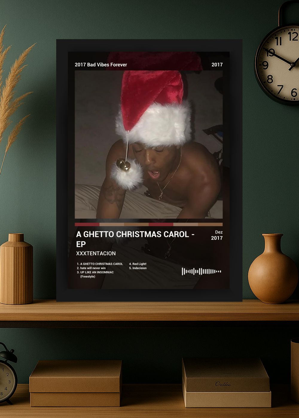 Quadro XXXTENTACION A GHETTO CHRISTMAS C... (Dark) Com Vidro