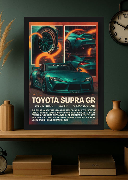 Quadro Com Vidro Toyota Supra GR Pandem com Moldura