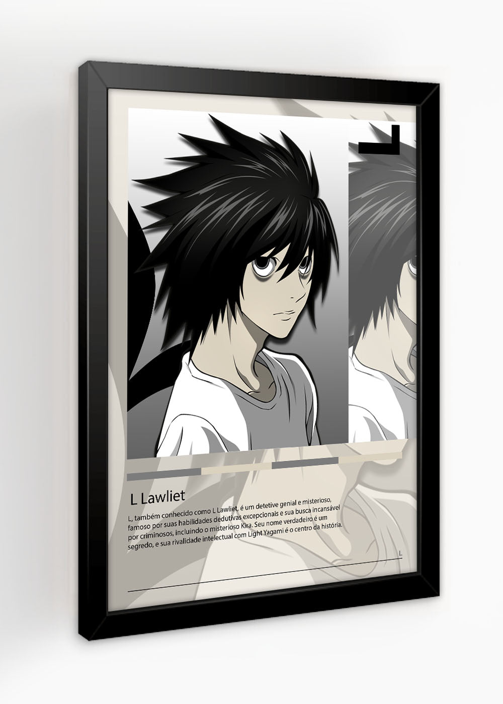 Quadro Decorativo L Lawliet - Death Note - Com vidro