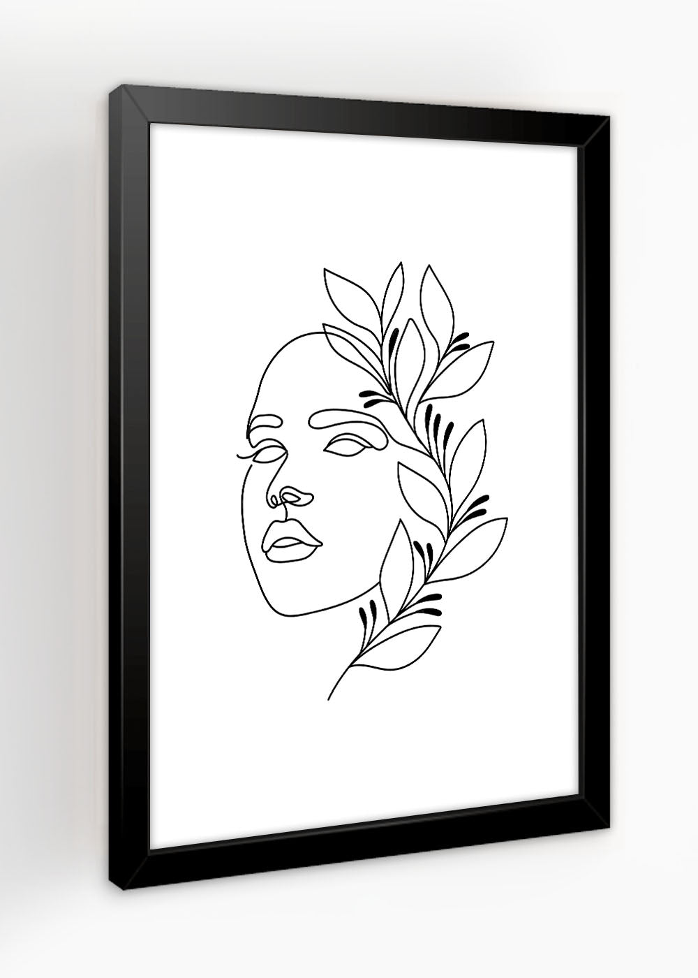 Quadro Decorativo One line Art - Cabelo Floral - Com vidro