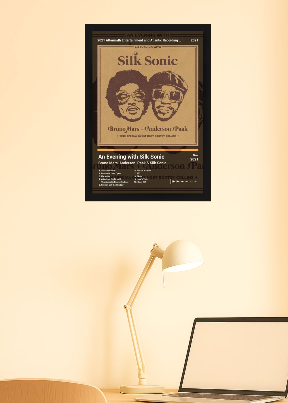 Quadro Bruno Mars An Evening with Silk S... (Dark) Com Vidro