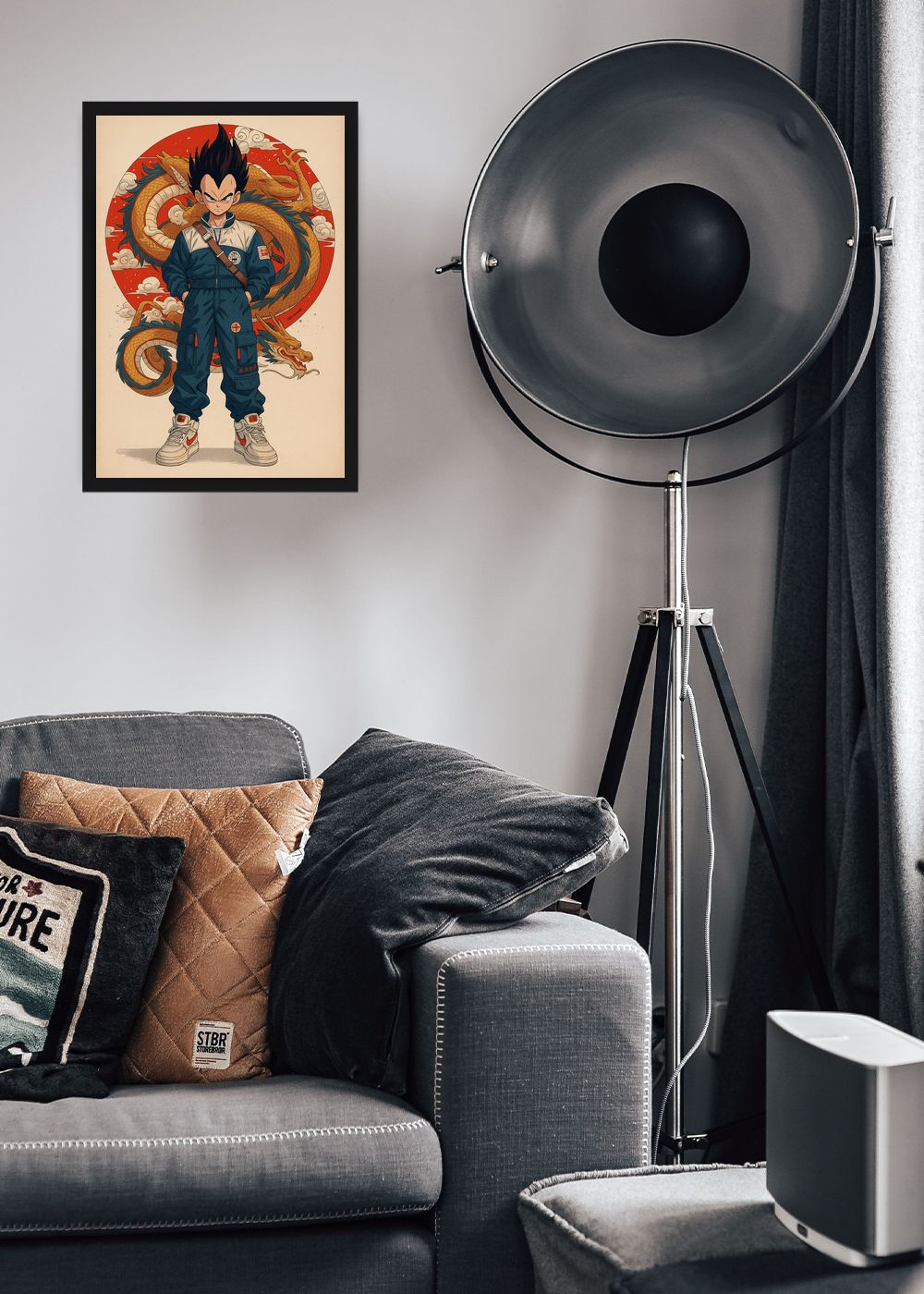 Quadro Vegeta Street Dragon Ball Com Vidro e Moldura