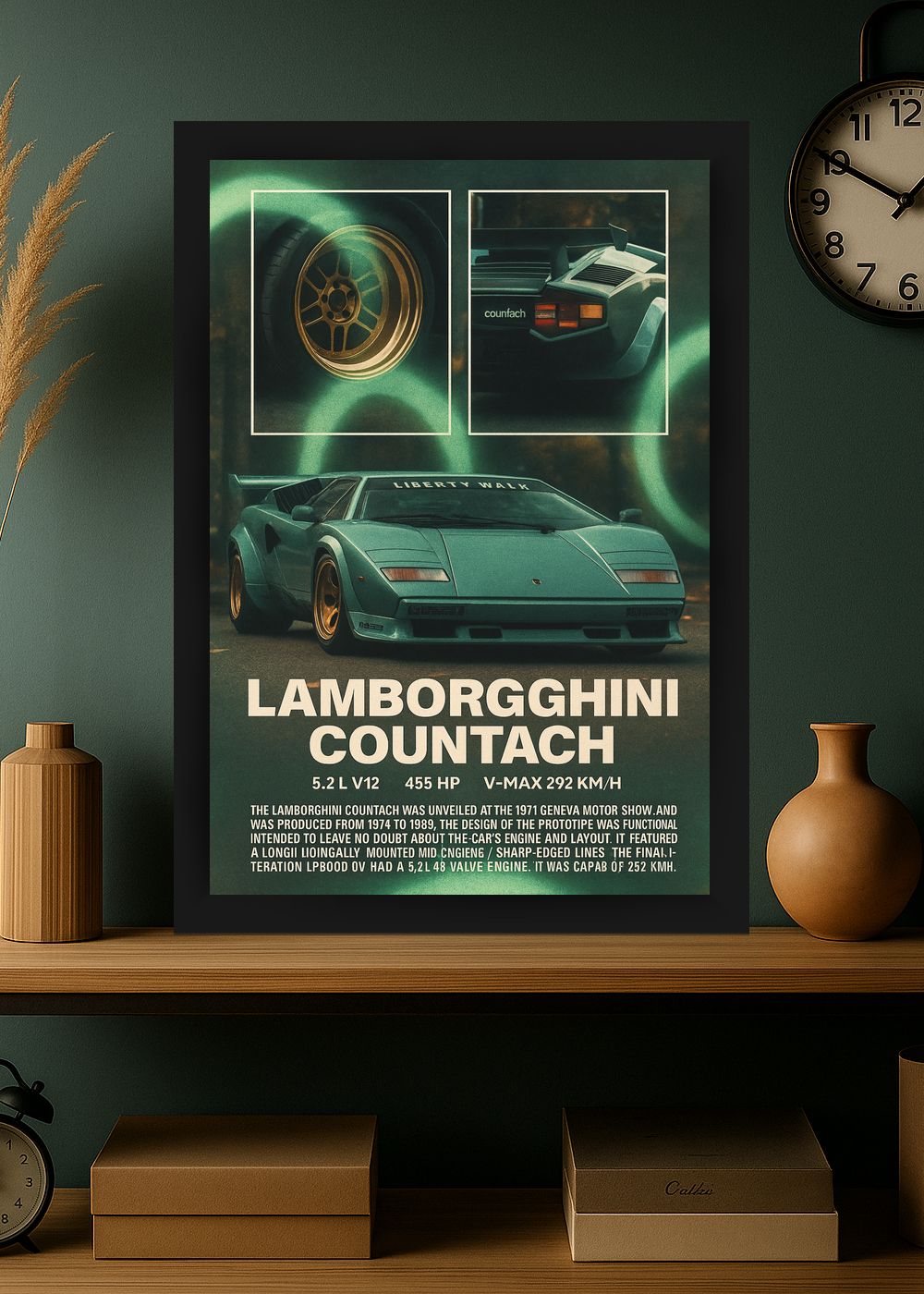 Quadro Com Vidro Lamborghini Countach Liberty com Moldura