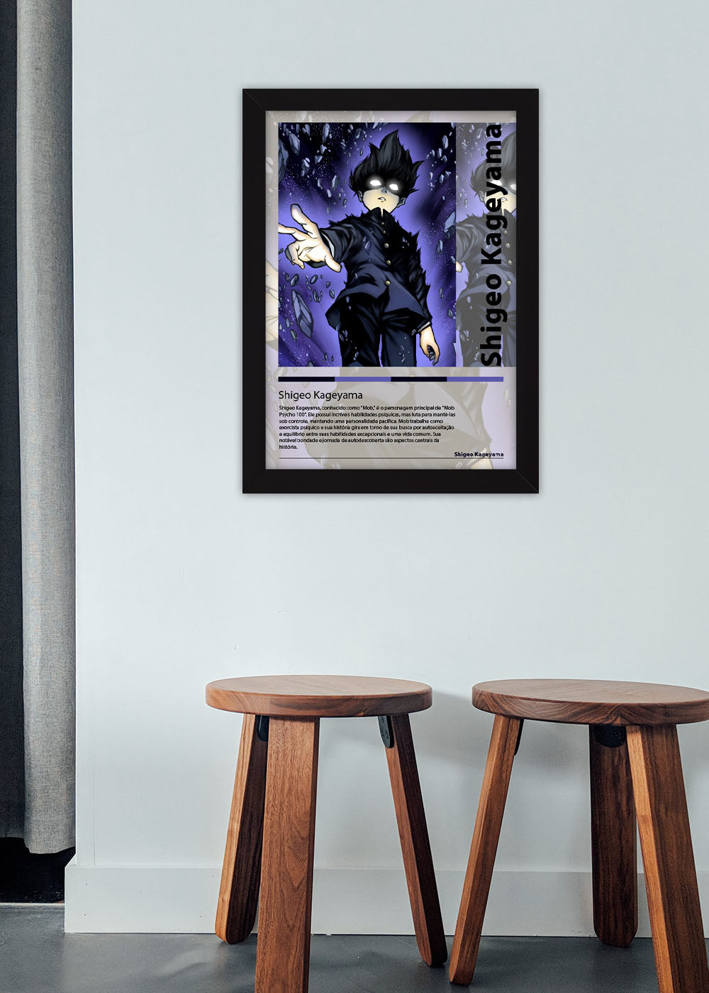 Quadro Decorativo Shigeo Kageyama Mob Psycho 100 - Com vidro