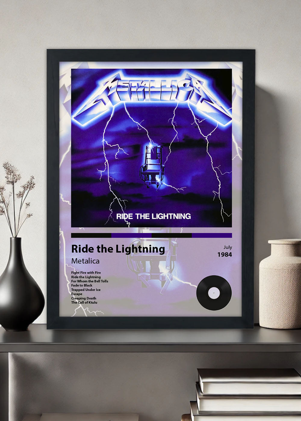 Quadro Ride the Lightning - Metalica - Com vidro