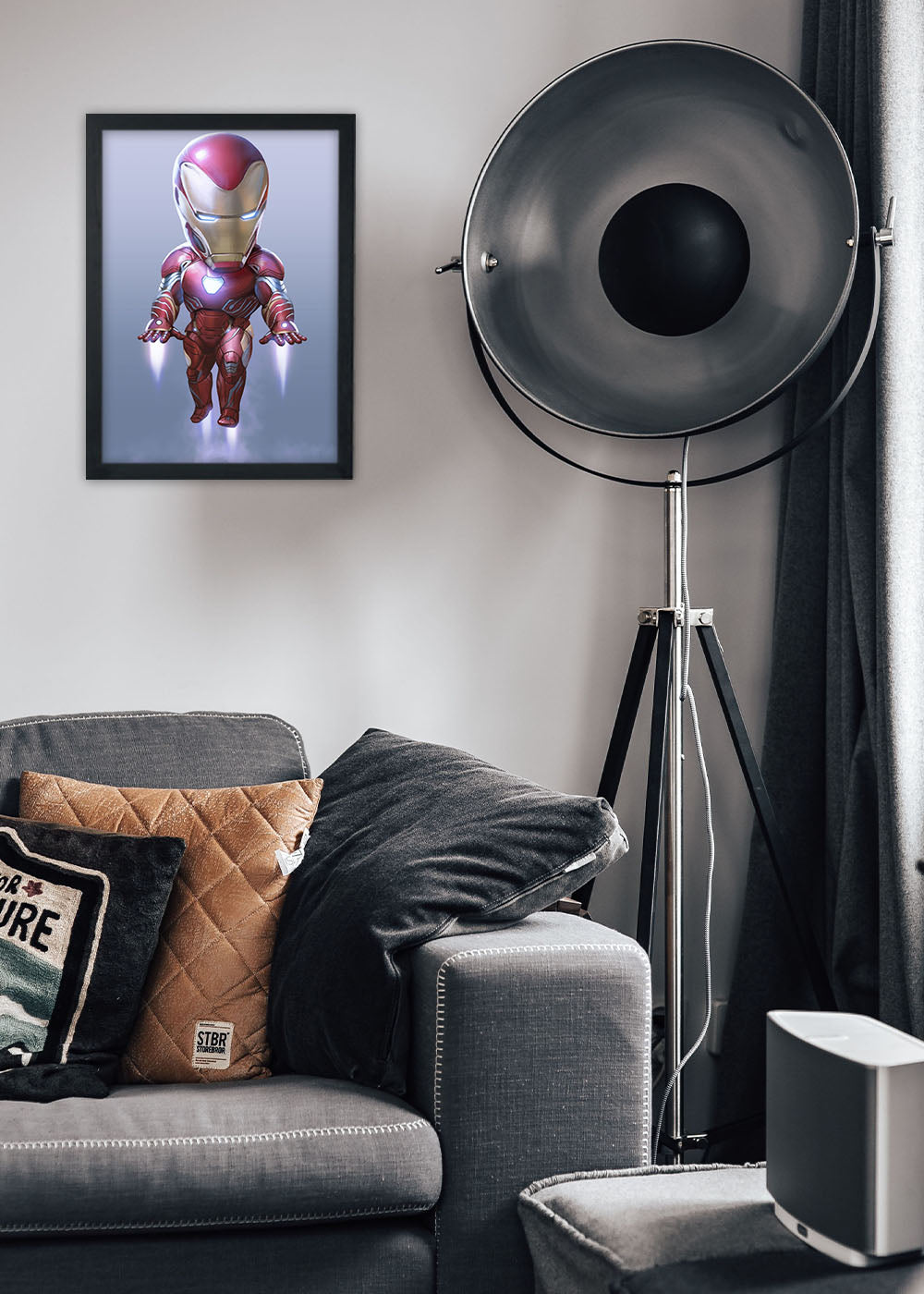 Quadro Marvel - Homem de Ferro cabeçudo - Com vidro