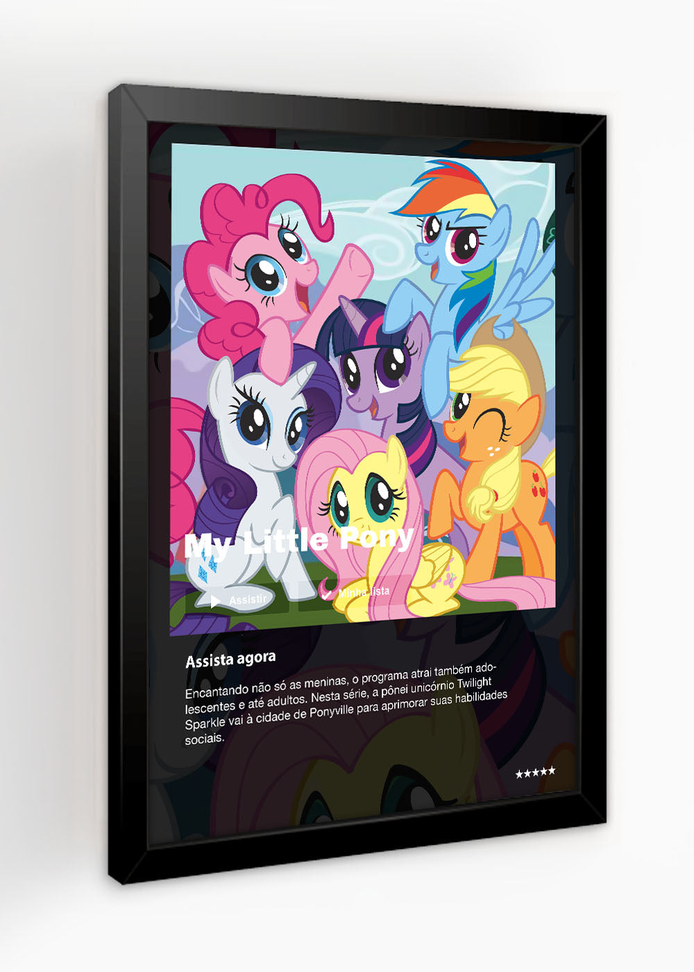 Quadro Decorativo My Little Pony: A Amizade... - Com vidro