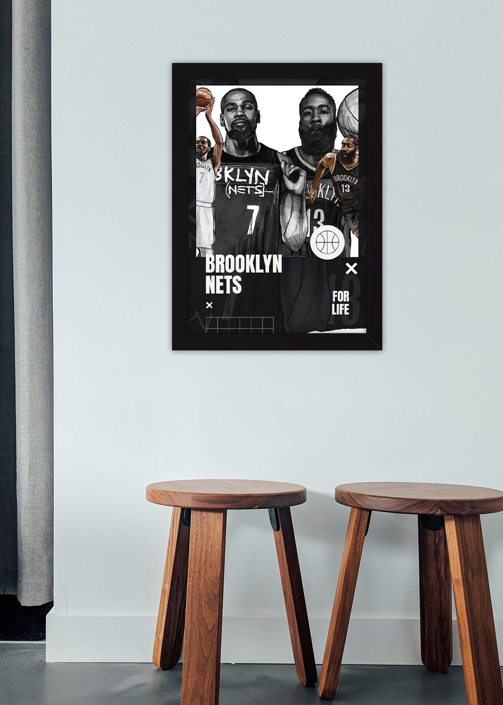 Quadro Decorativo Brooklyn Nets - Com vidro