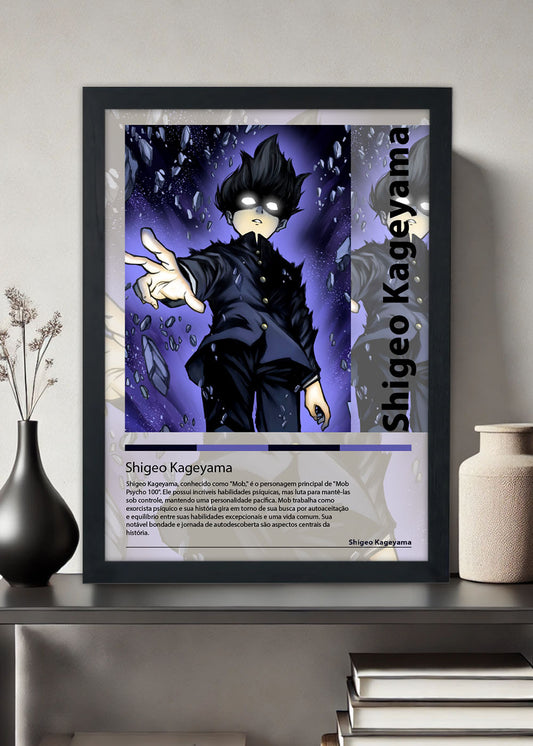 Quadro Decorativo Shigeo Kageyama Mob Psycho 100 - Com vidro