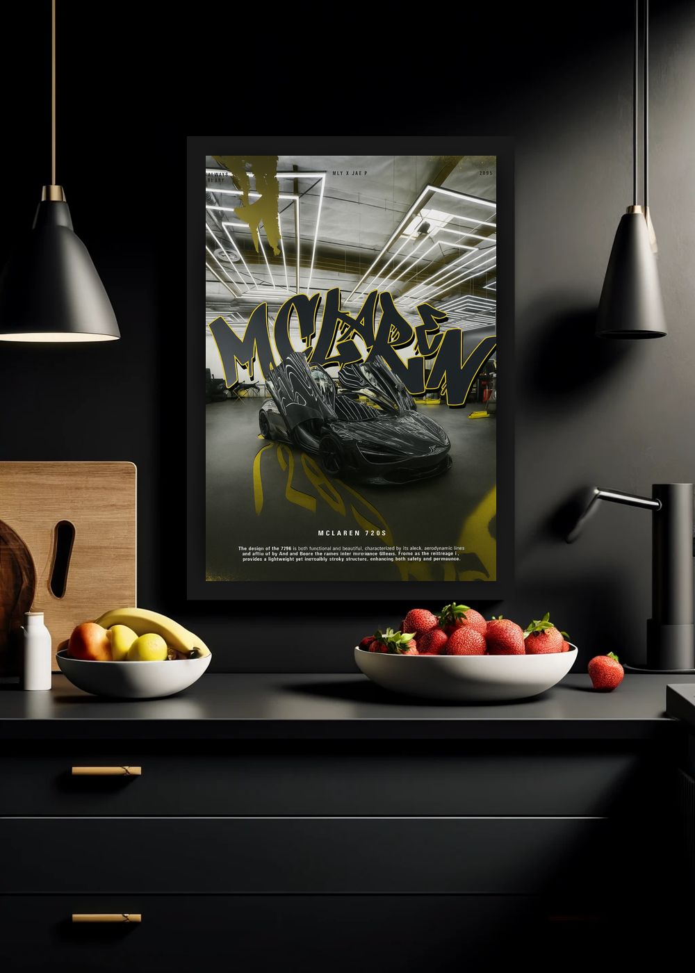 Quadro Decorativo Supermáquina McLaren 720S Com Vidro