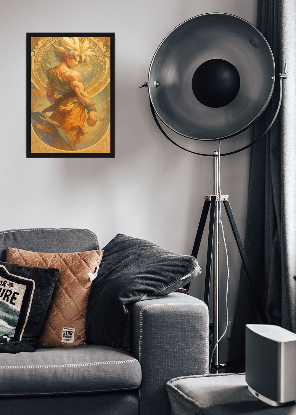 Quadro Goku Aura Dragon Ball Com Vidro e Moldura