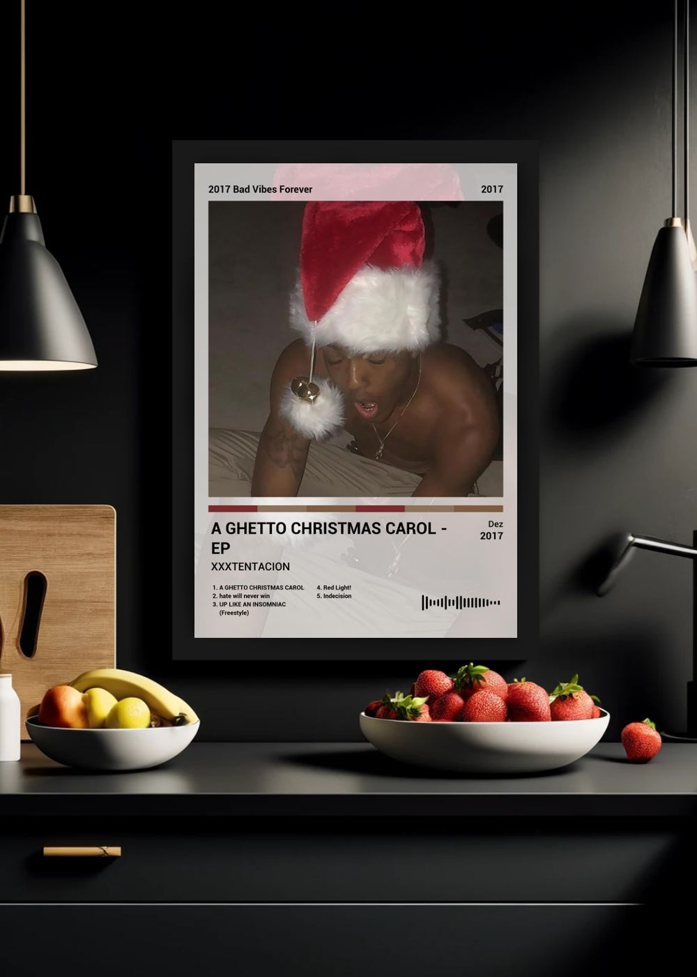 Quadro XXXTENTACION A GHETTO CHRISTMAS ... (Light) Com Vidro