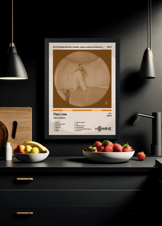 Quadro Decorativo Harry Styles Fine Line (Sepia) Com Vidro