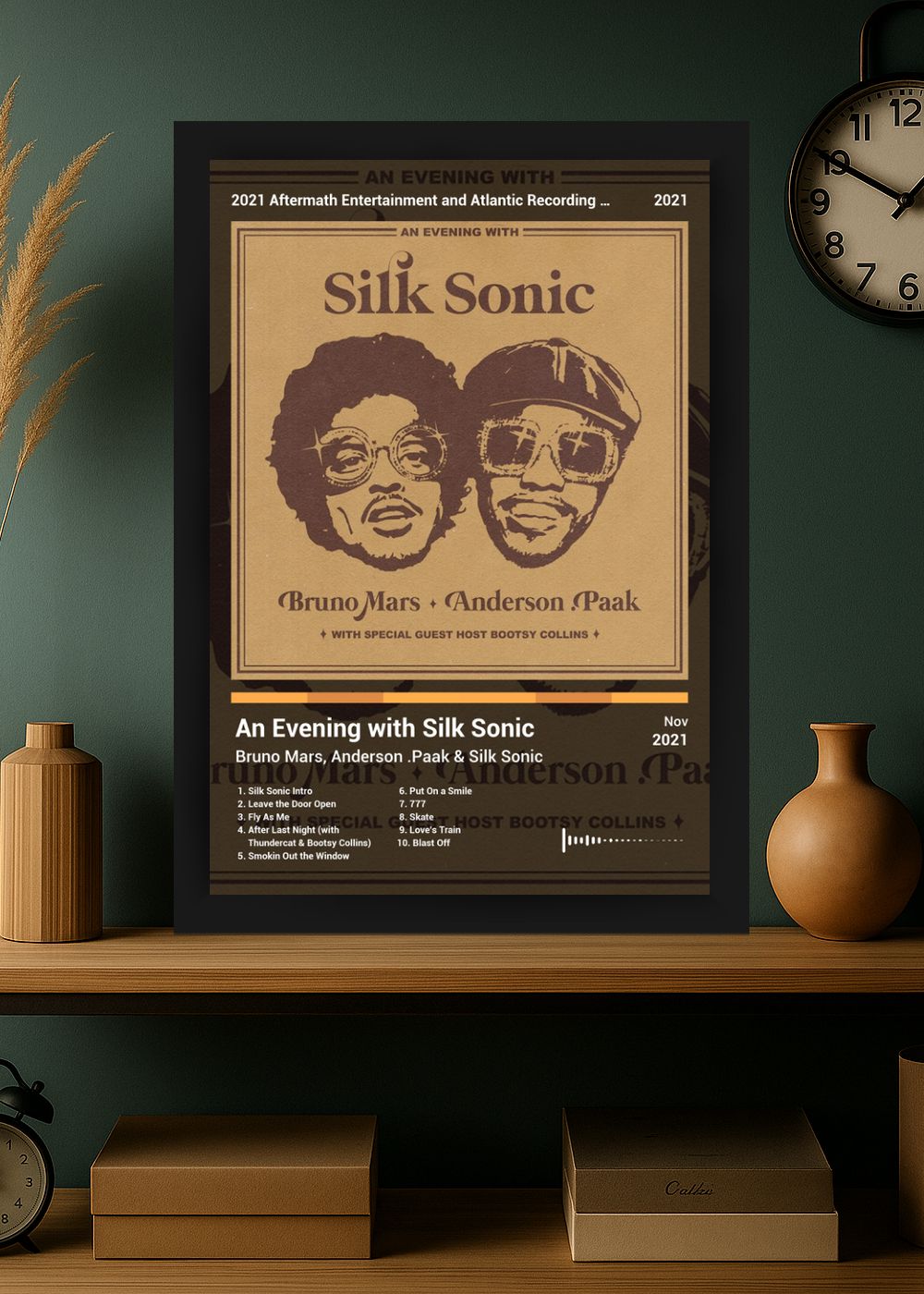 Quadro Bruno Mars An Evening with Silk S... (Dark) Com Vidro