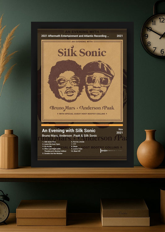 Quadro Bruno Mars An Evening with Silk S... (Dark) Com Vidro
