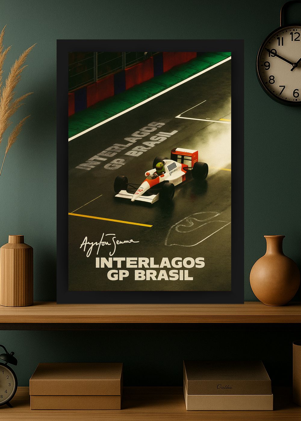 Quadro Com Vidro Ayrton Senna GP Brasil Decorativo