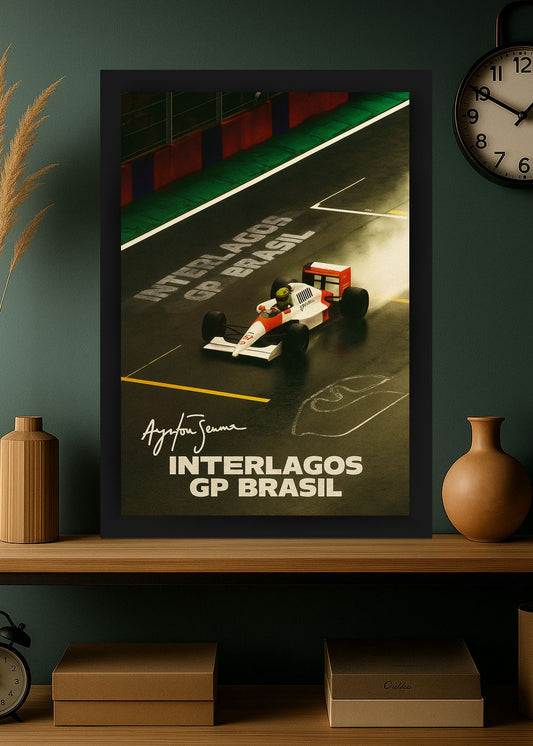 Quadro Com Vidro Ayrton Senna GP Brasil Decorativo