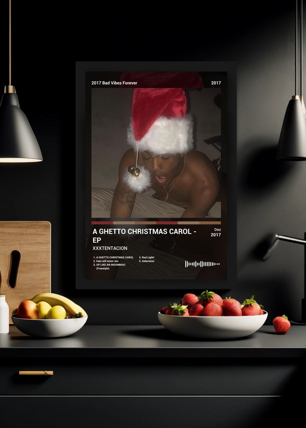 Quadro XXXTENTACION A GHETTO CHRISTMAS C... (Dark) Com Vidro