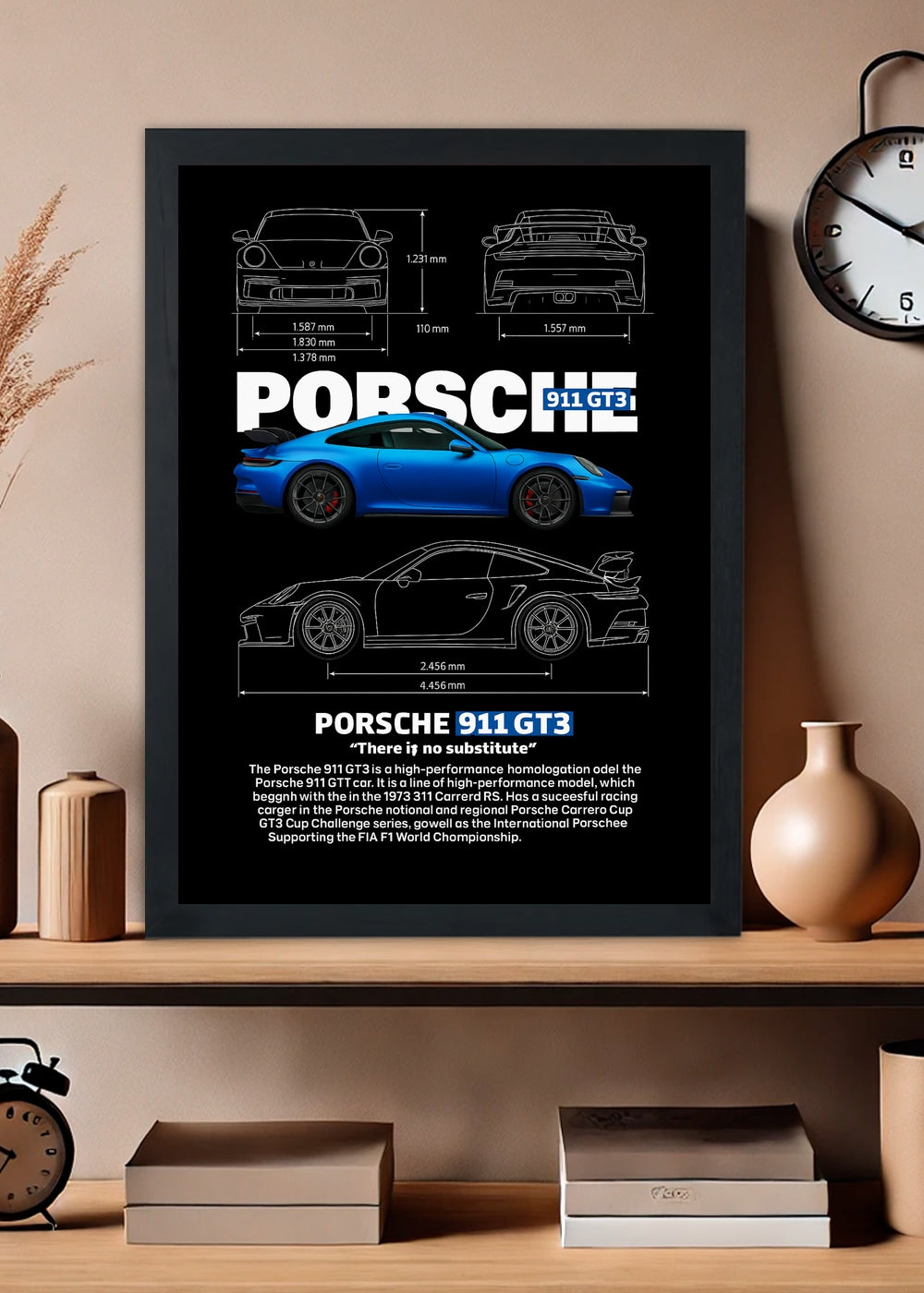 Quadro decorativo Porshe 911 GT3 – Com vidro