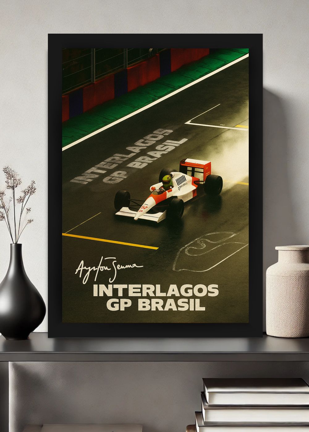 Quadro Com Vidro Ayrton Senna GP Brasil Decorativo