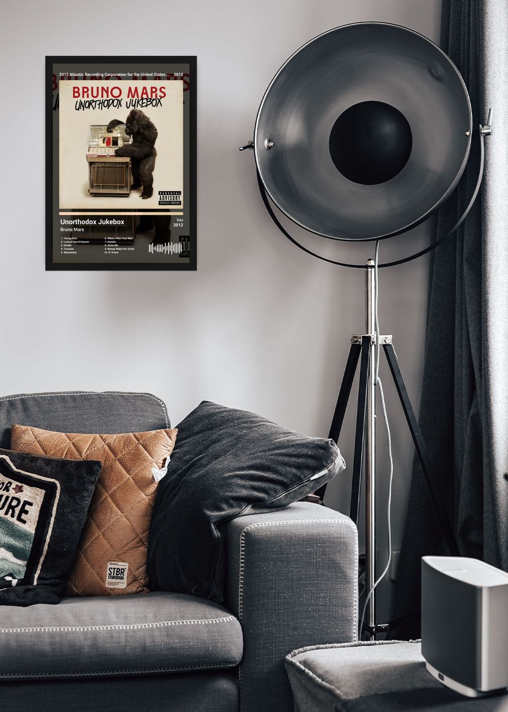 Quadro Bruno Mars Unorthodox Jukebox (Dark) Com Vidro