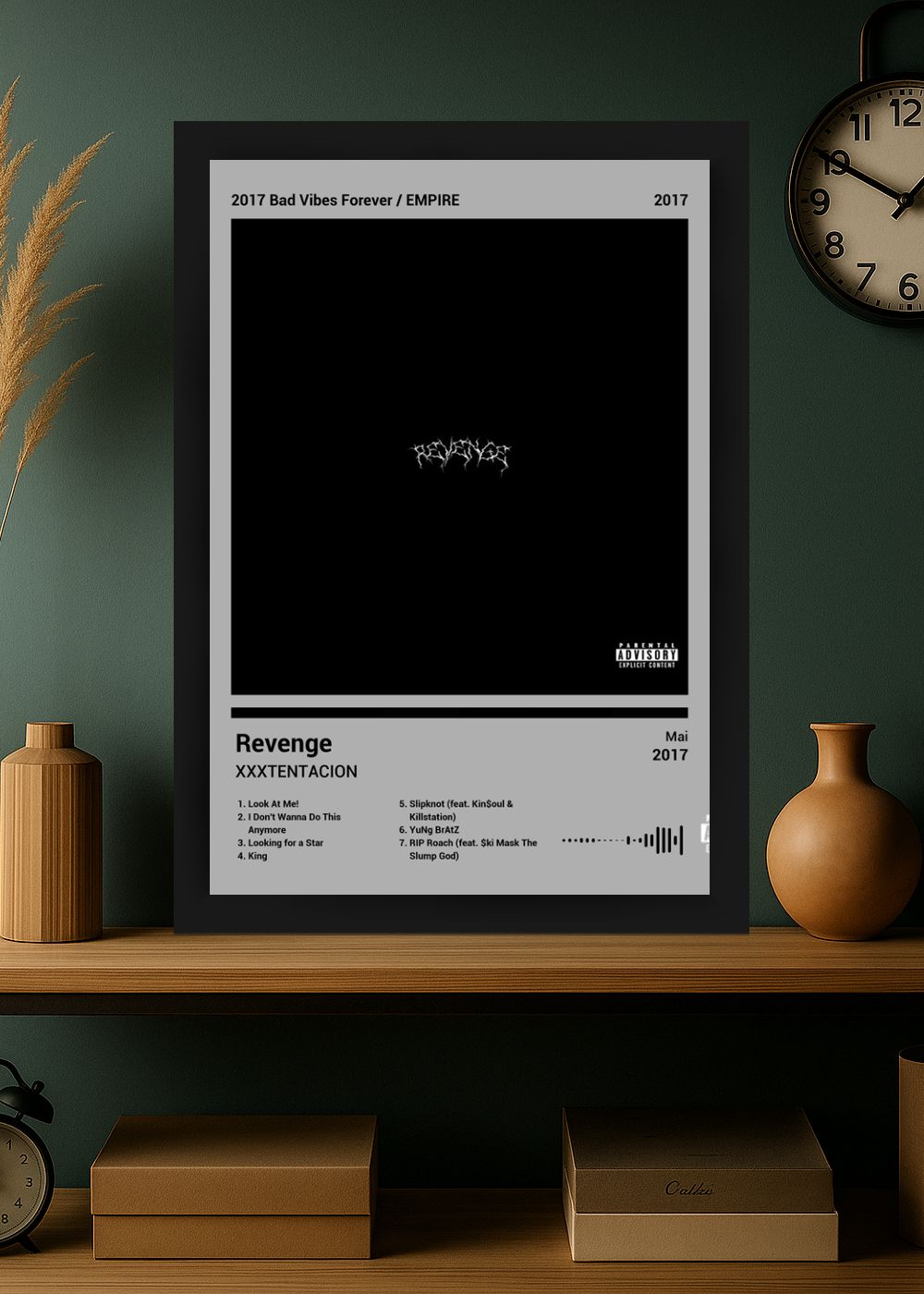 Quadro Decorativo XXXTENTACION Revenge (Light) Com Vidro