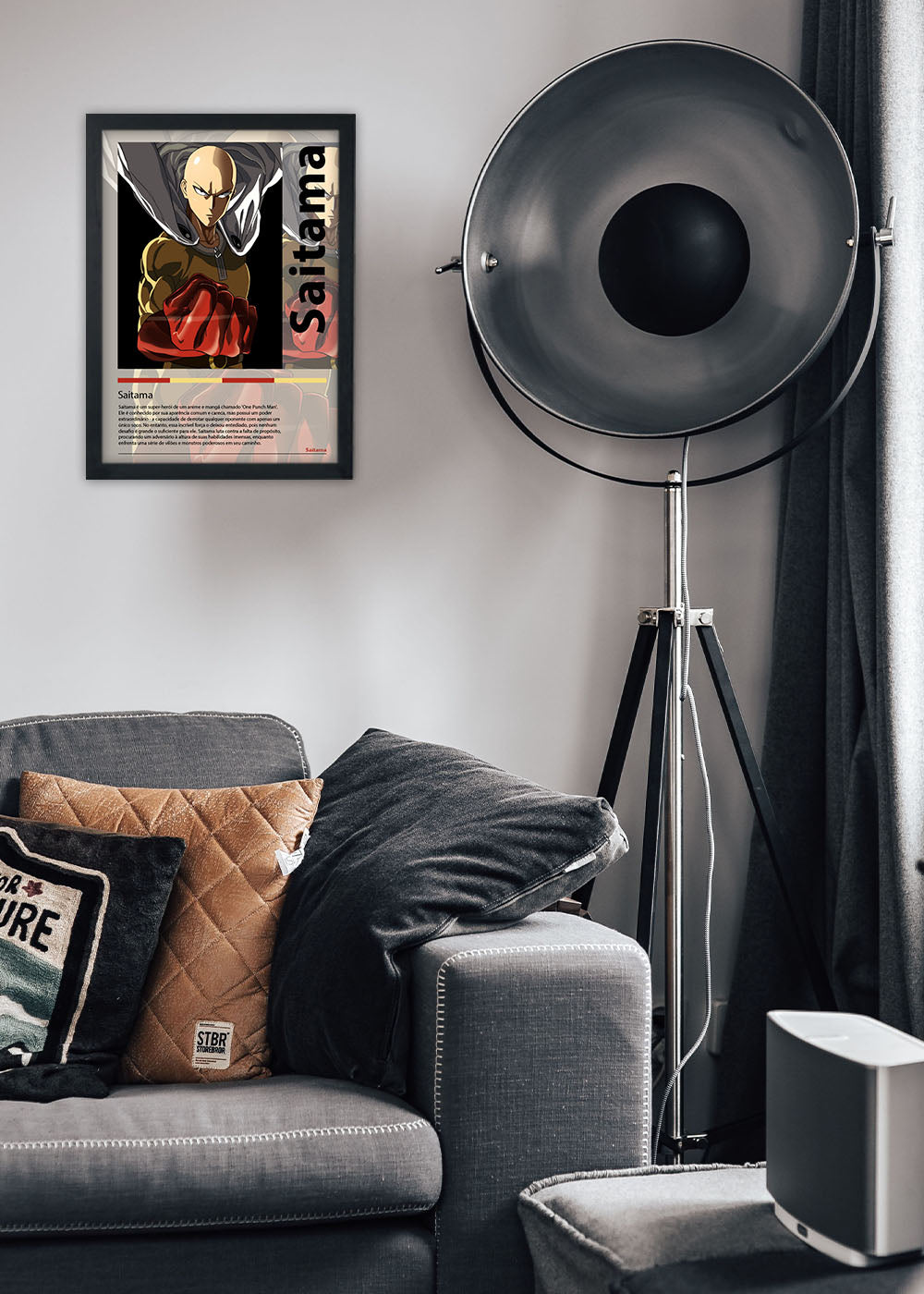 Quadro Decorativo Saitama - One-Punch Man - Com vidro