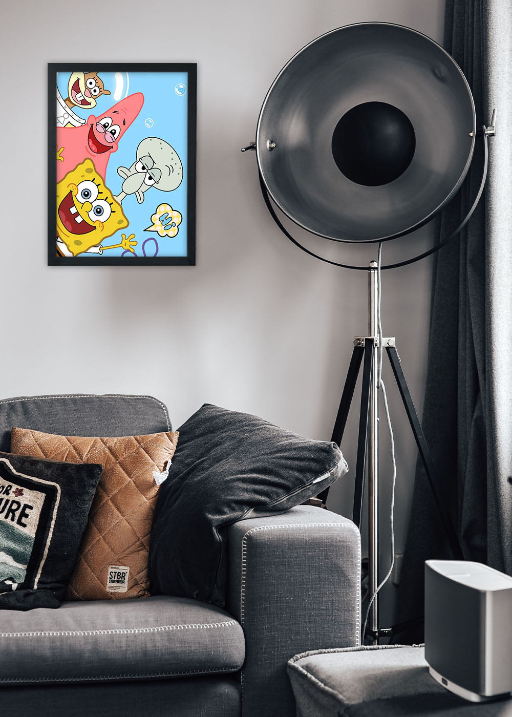 Quadro Decorativo Turma do Bob esponja - Com vidro