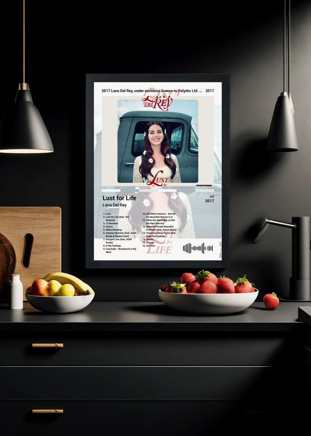 Quadro Lana Del Rey Lust for Life (Light) Com Vidro