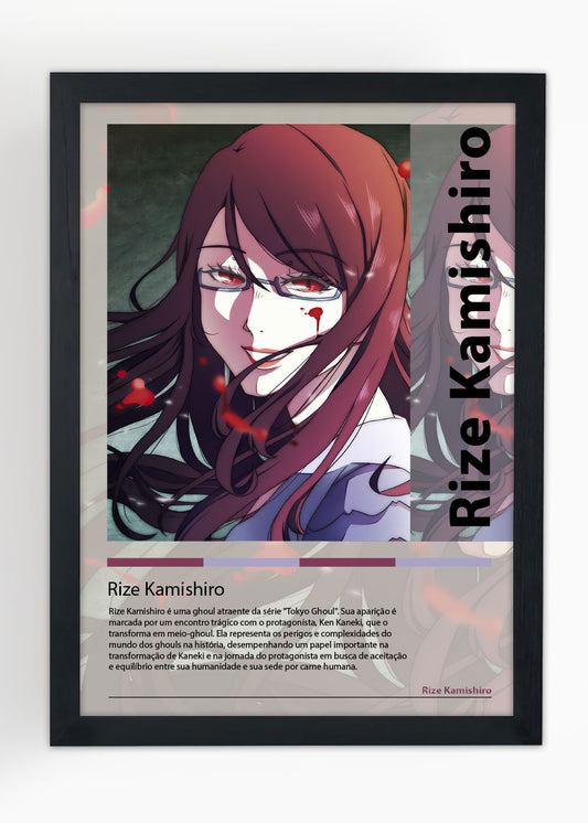 Quadro Decorativo Rize Kamishiro - Tokyo Ghoul - Com vidro