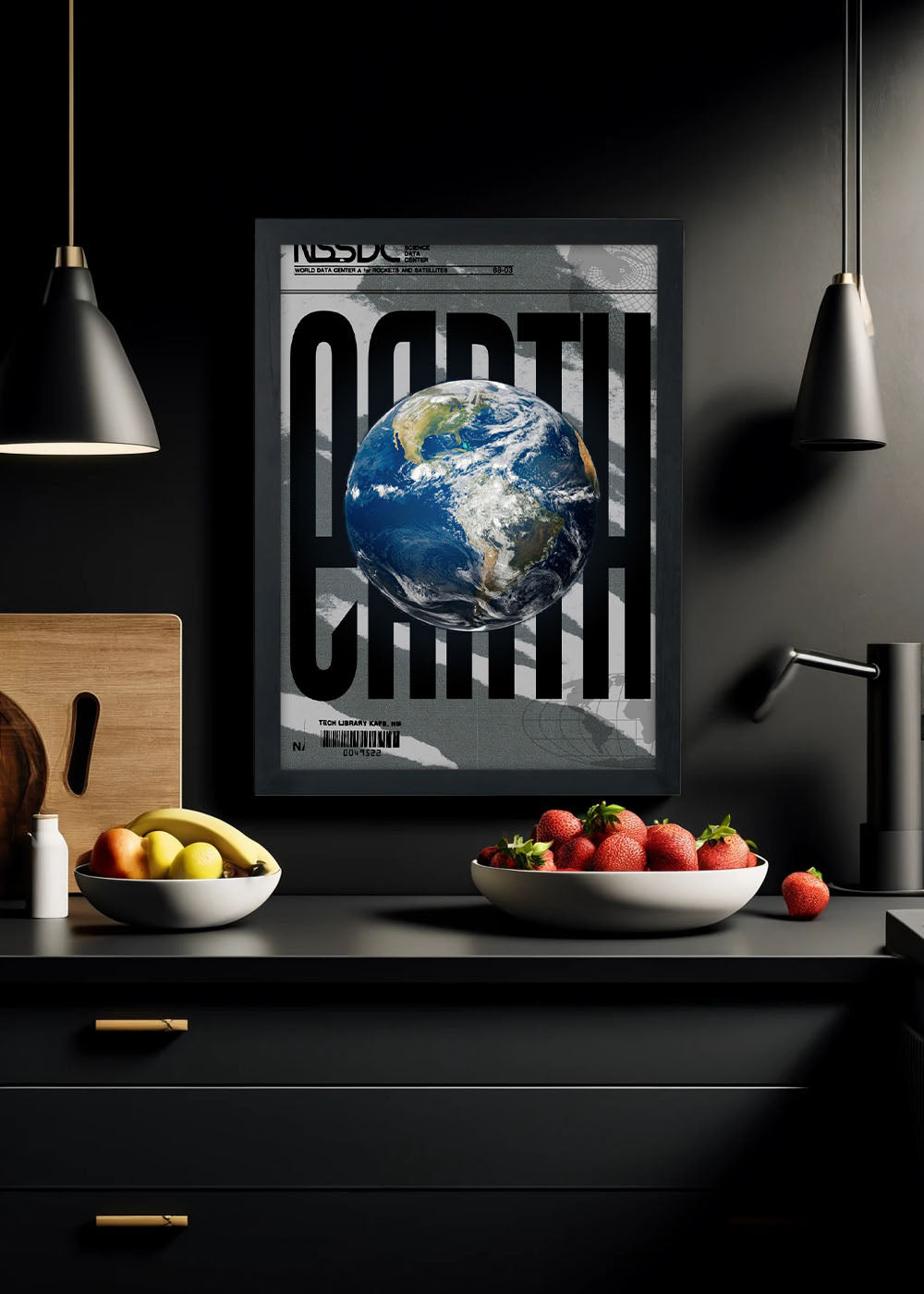 Quadro Decorativo arte do planeta terra - Com vidro