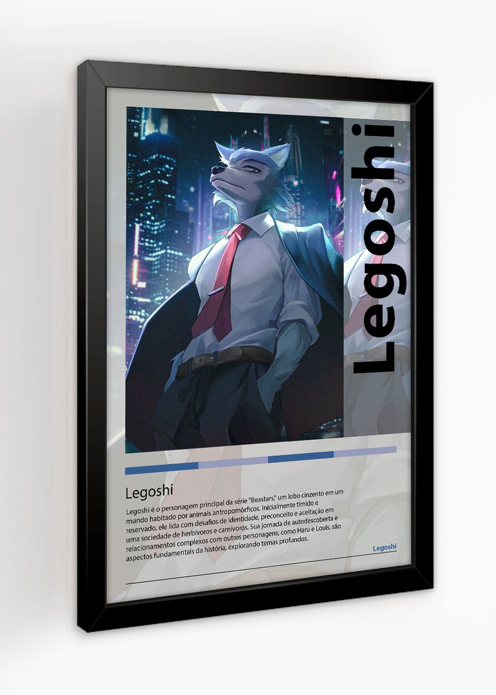 Quadro Decorativo Legoshi - Beastars O Lobo Bom - Com vidro