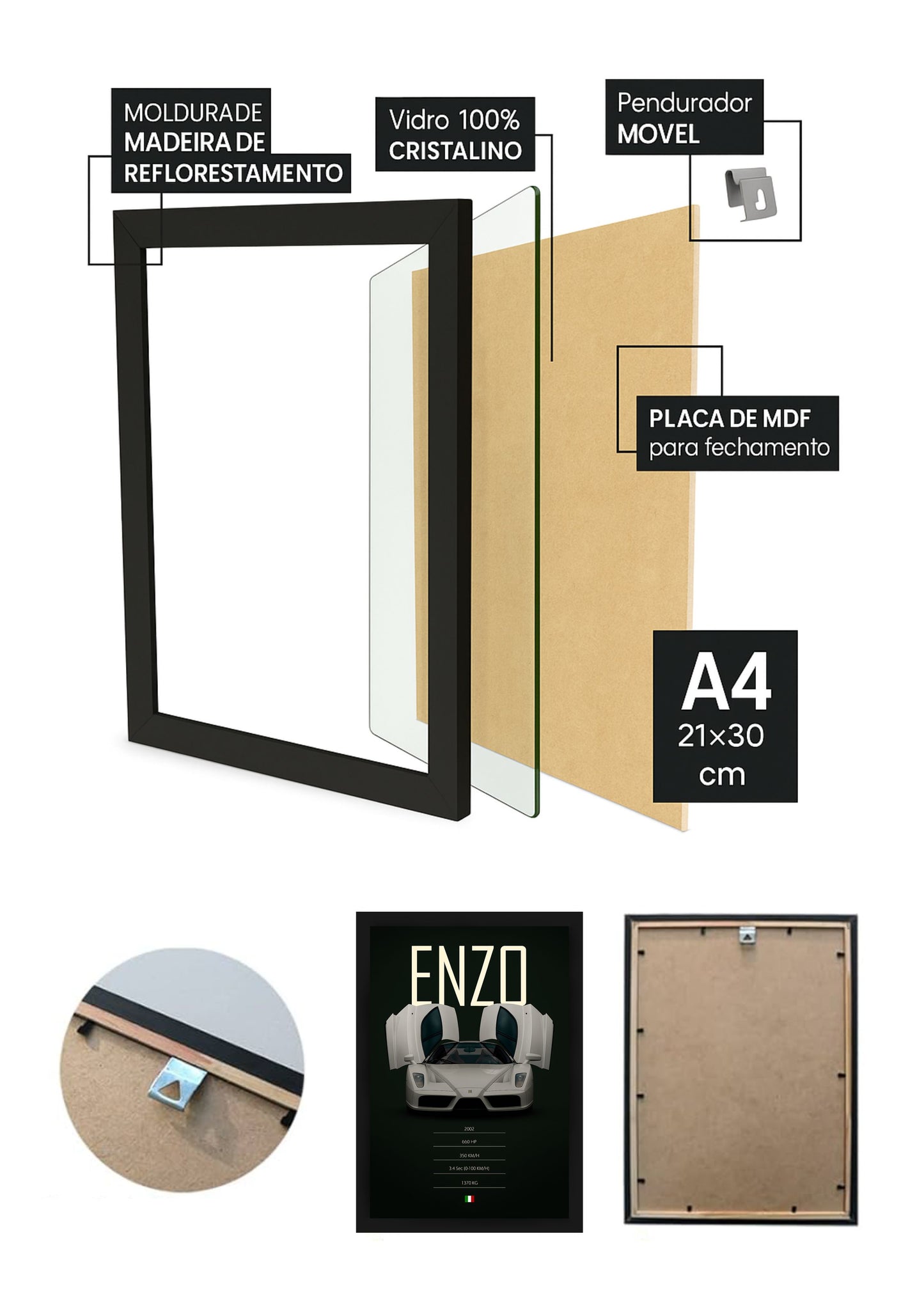 Quadro Ferrari Enzo 2002 Com Vidro e Moldura