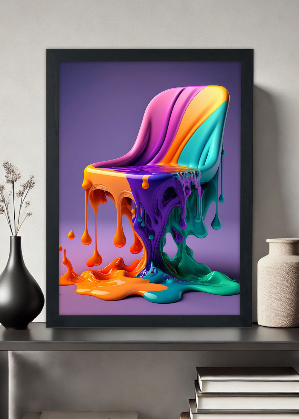 Quadro Decorativo cadeira de escritório Abstrata - Com vidro