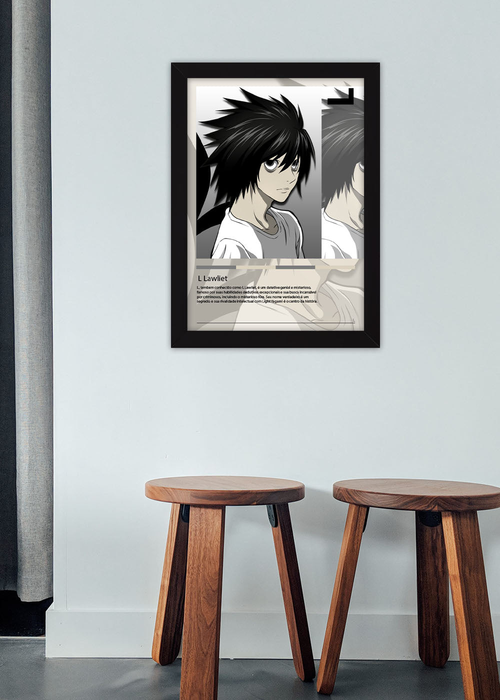 Quadro Decorativo L Lawliet - Death Note - Com vidro
