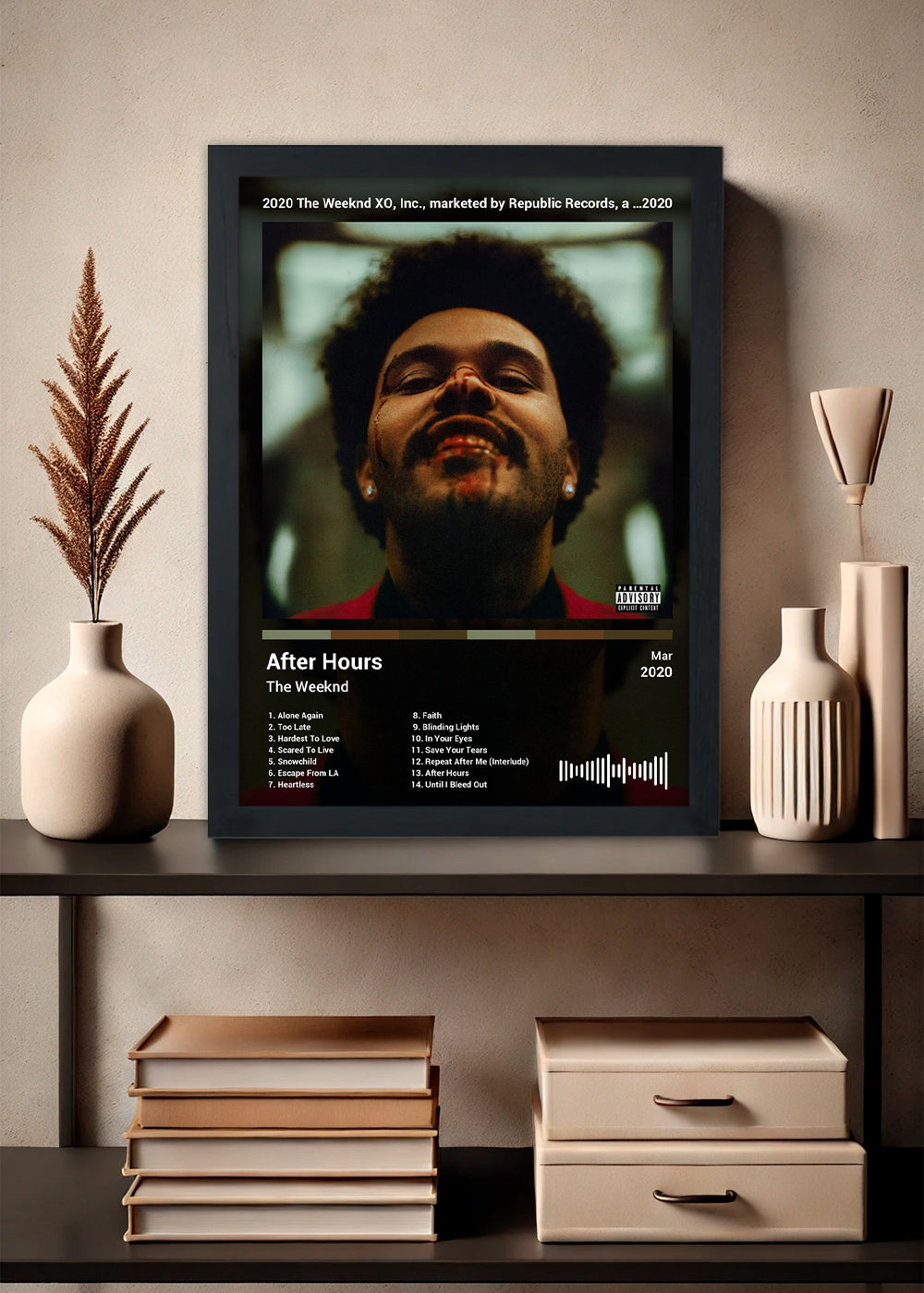 Quadro The Weeknd - After Hours (Black) - Com Vidro