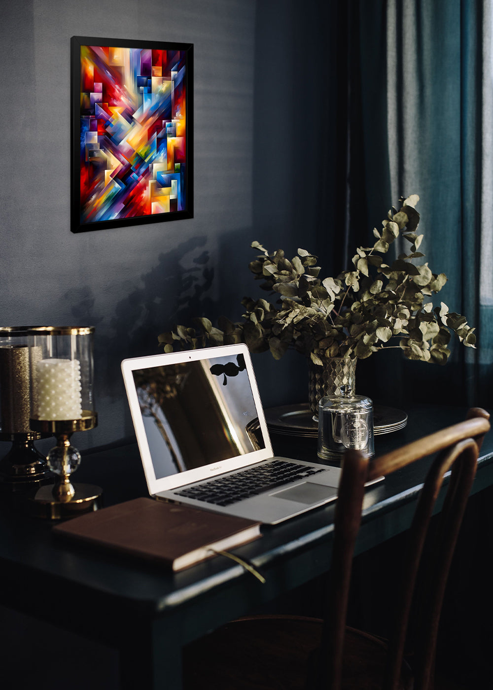 Quadro Decorativo arte Abstrata colorido - Com vidro