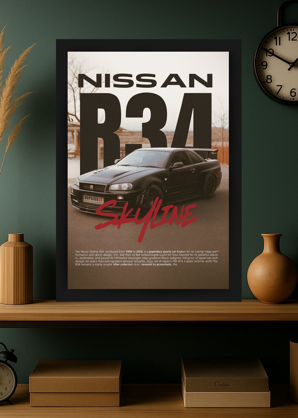 Quadro Decorativo Nissan Skyline R34 Nismo Com Vidro