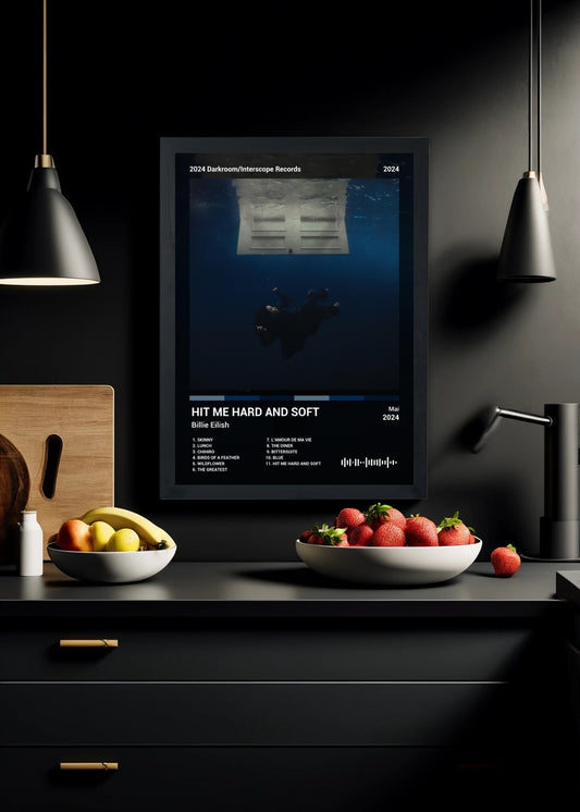 Quadro Billie Eilish HIT ME HARD AND SOFT (Dark) Com Vidro