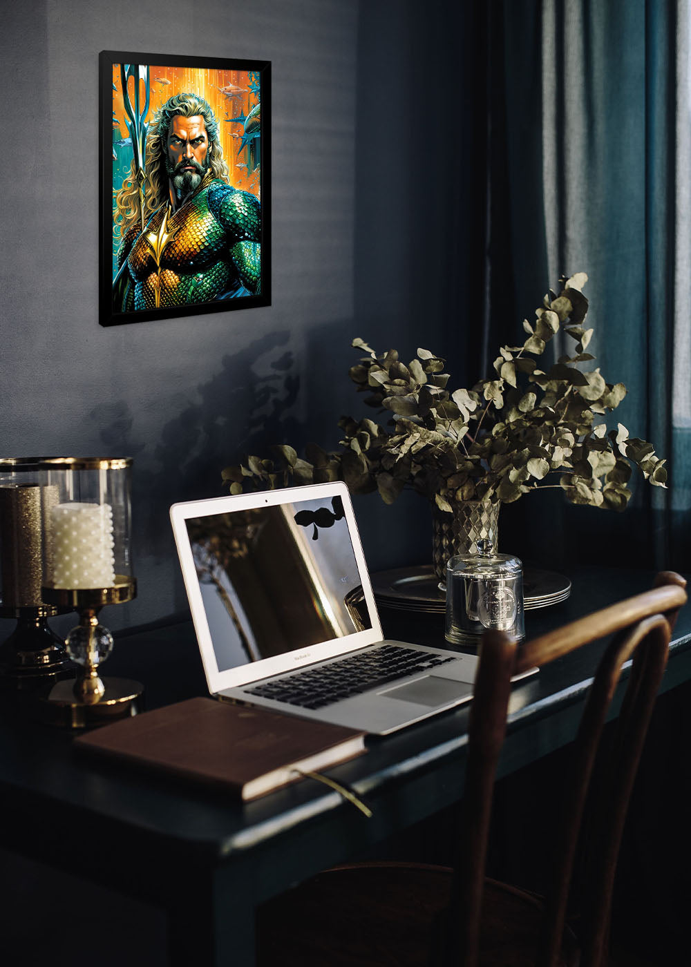 Quadro Decorativo Heroi DC - Aquaman - Com vidro