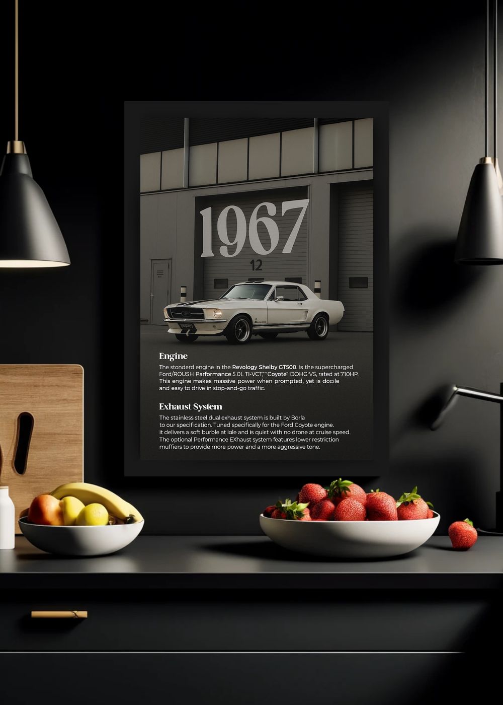 Quadro Mustang Shelby GT500 1967 Com Vidro e Moldura