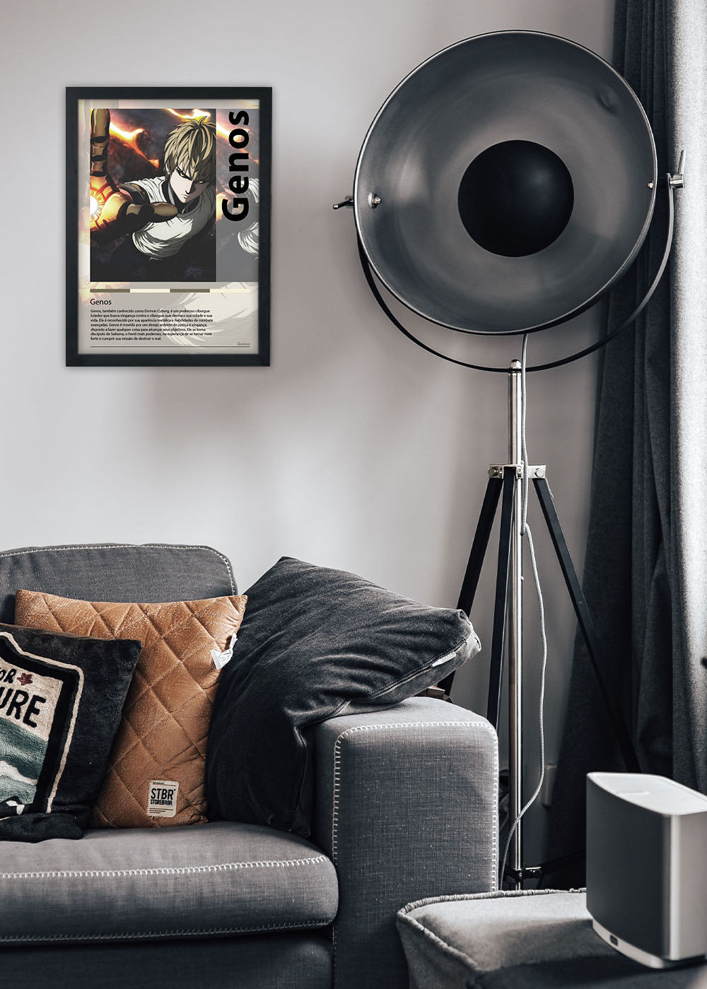 Quadro Decorativo Genos - One-Punch Man - Com vidro