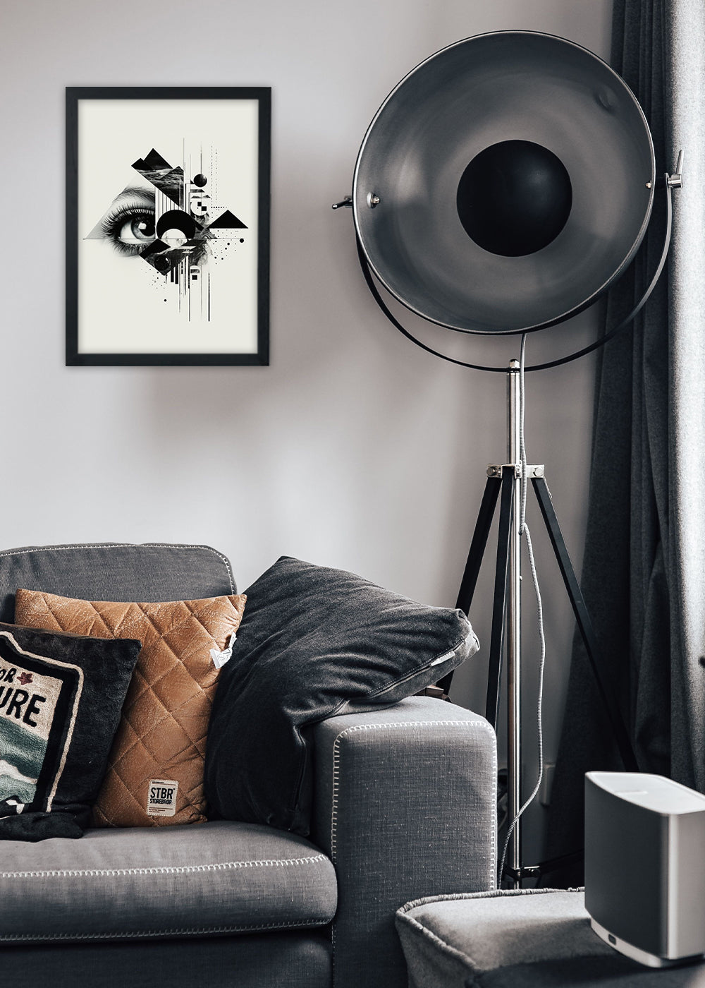 Quadro Decorativo Arte abstrata de piramides - Com vidro