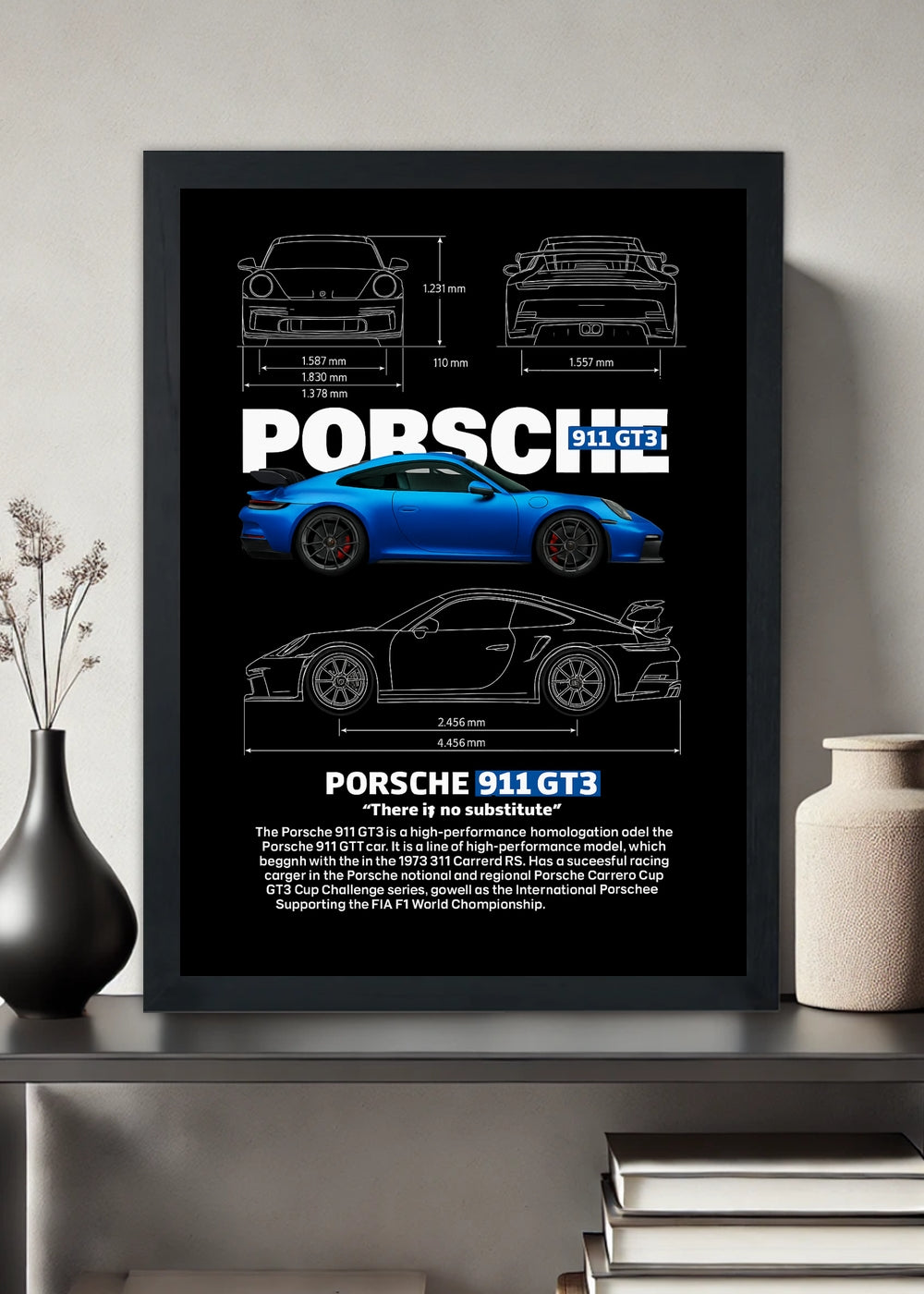 Quadro decorativo Porshe 911 GT3 – Com vidro