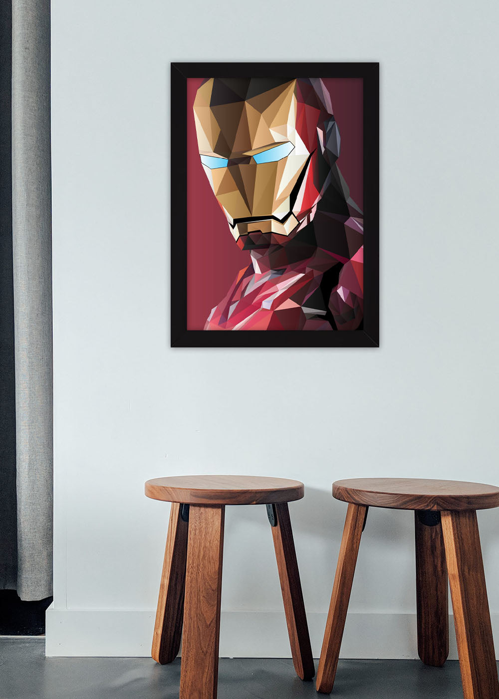 Quadro Heroi Marvel - Homem de Ferro geométrico - Com vidro