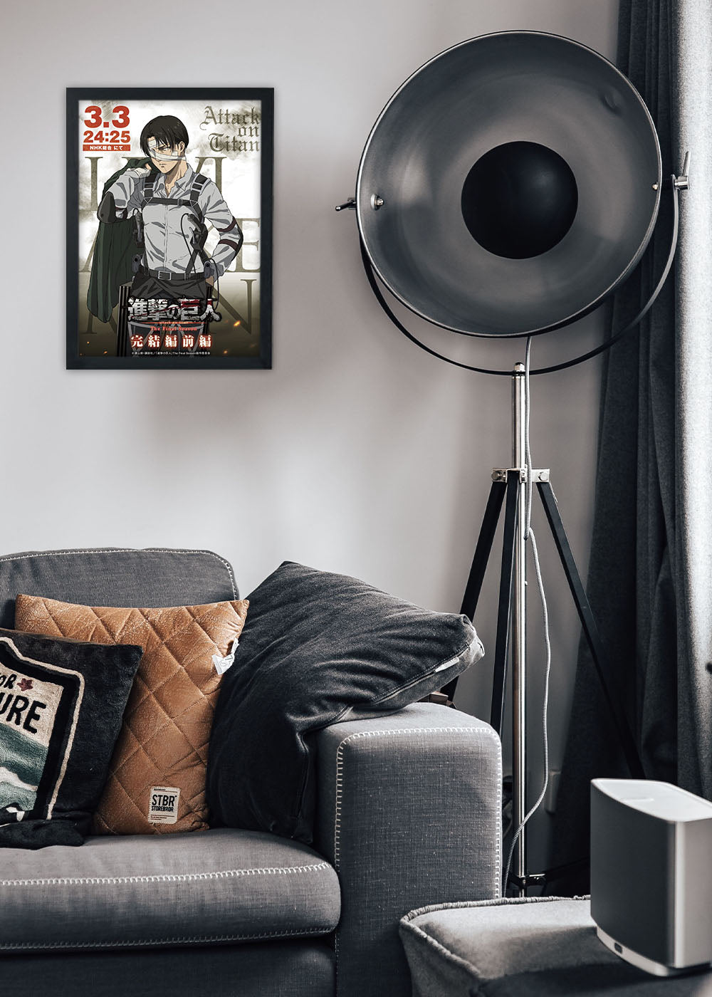 Quadro Decorativo Levi Attack on Titan - Anime - Com vidro