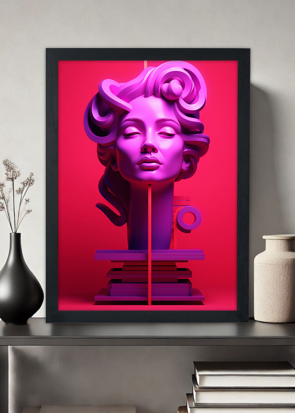 Quadro Decorativo Arte rosto mulher geométrica - Com vidro