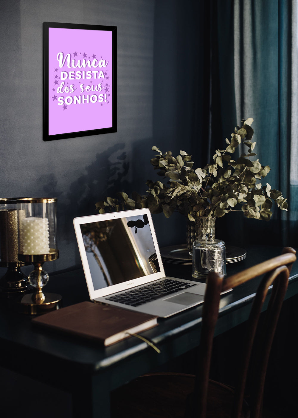 Quadro Decorativo Nunca desista - Com vidro